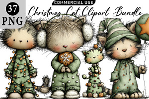 Christmas Cat Clipart Bundle, an Illustration by Daily.Designs