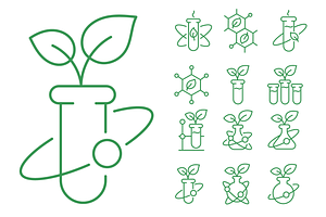 GMO Plant Science Icons, Vector Set
