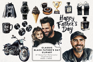 Classic Black Father's Day Clipart, an Illustration by NadiaTheronArt