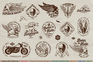 BIKERS BROTHERHOOD 7 ( Editable ), an Illustration by Artistic & Unique
