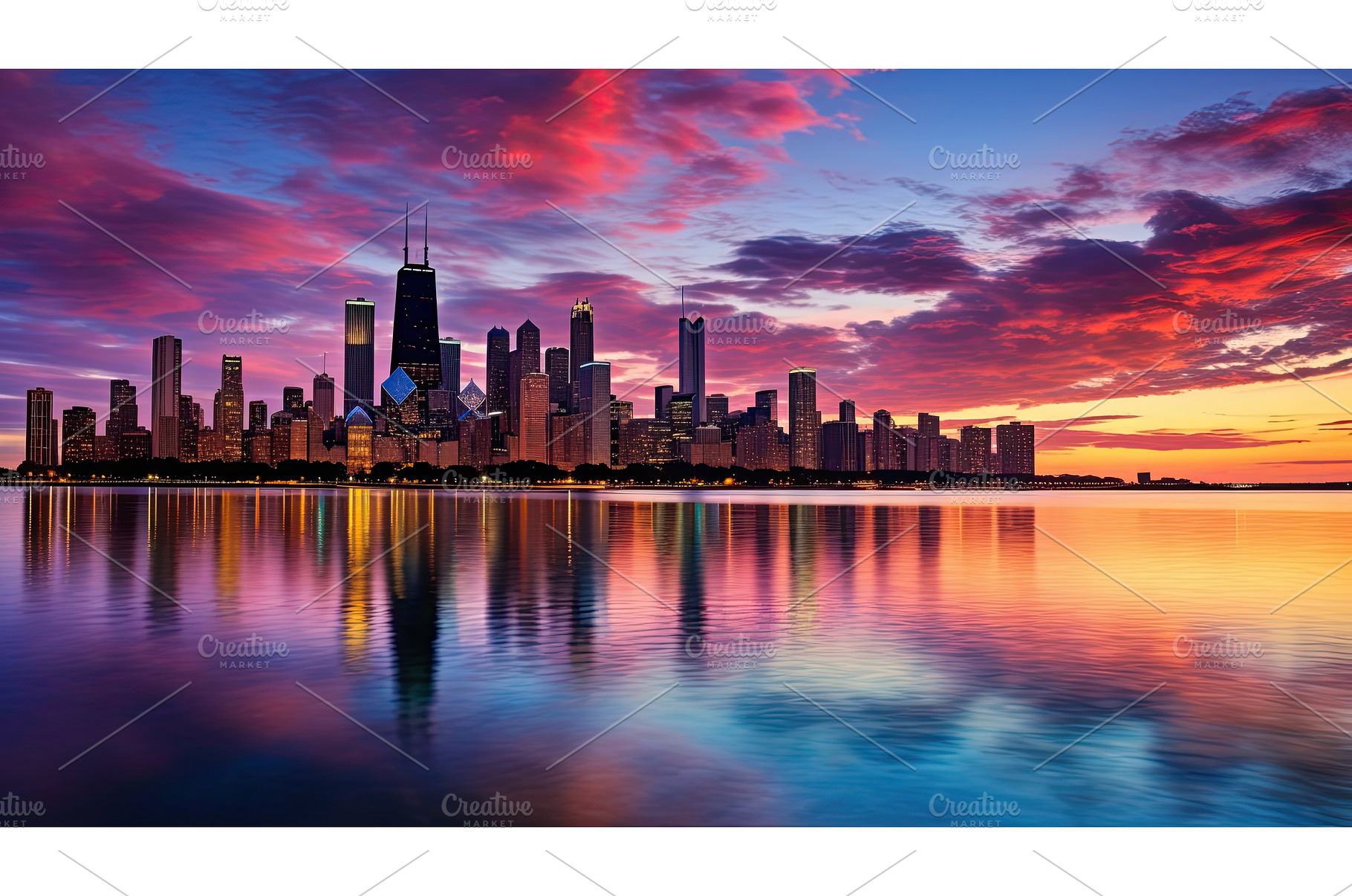 city chicago lake front ai generated, an Architecture Photo by pikepicture