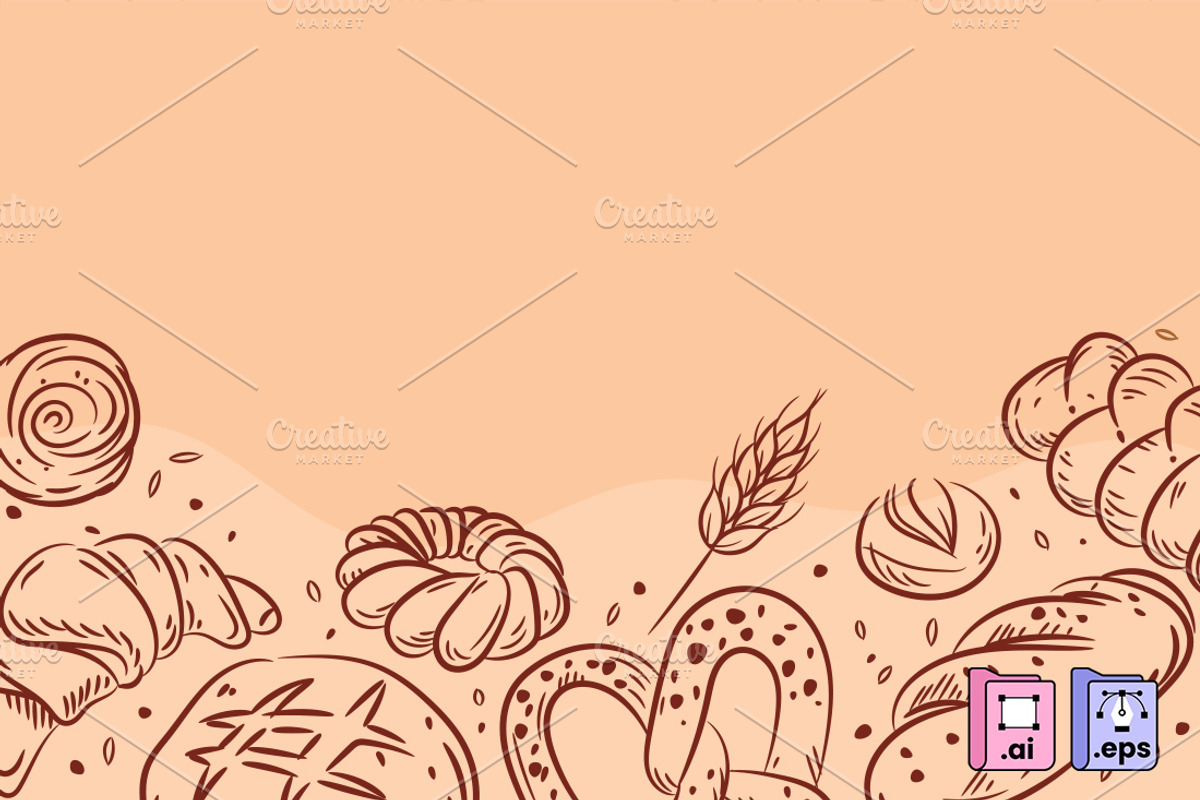 Bakery Hand-drawn Stroke Background, a Pattern Graphic by MISS CHATZ (Photo 3 of 3)