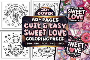 Cute Easy Sweet Love Coloring Page, a Seasonal Illustration by Craftsbeefy