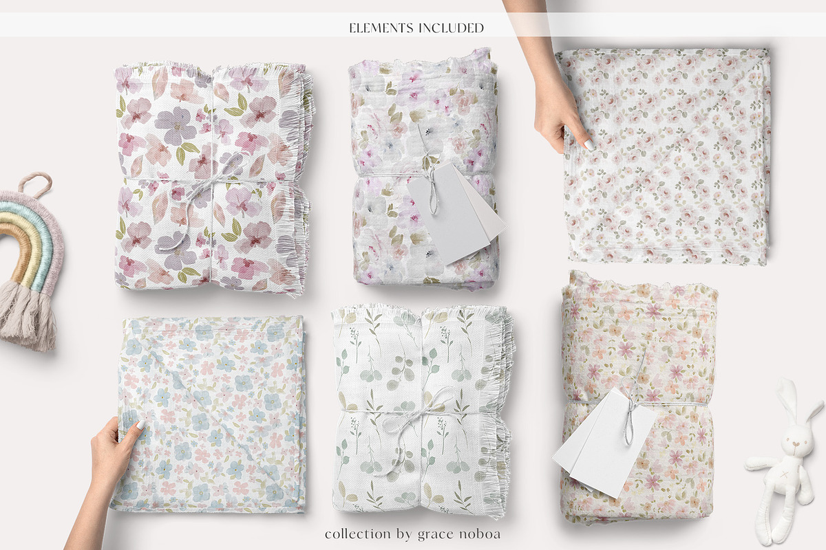 Floral Seamless Patterns & Cliparts, a Pattern Graphic by Grace Noboa Illustrations (Photo 5 of 17)