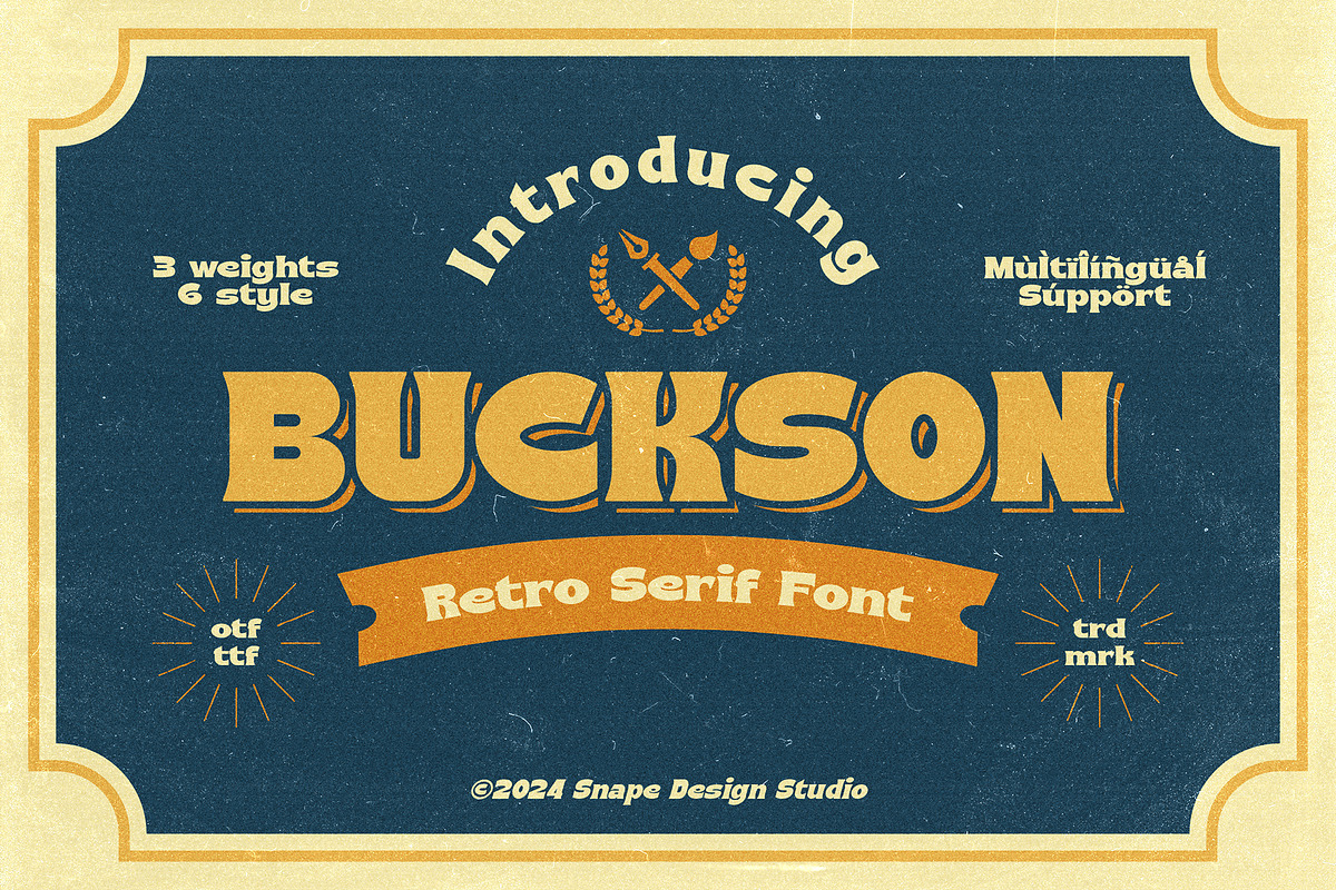 Buckson - Retro Serif Font, a Serif Font by Snape Design Studio (Photo 1 of 7)