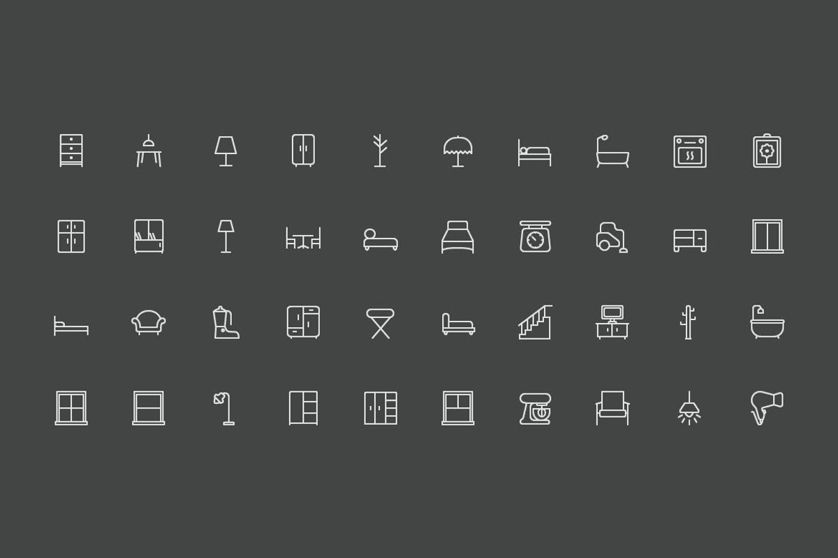 100 Furniture Home Appliances Icons, an Outline Icon by FlatLineIcons (Photo 3 of 3)