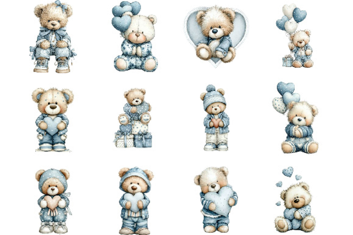 Teddy Bear Clipart Sublimation, an Illustration by Designking (Photo 3 of 5)