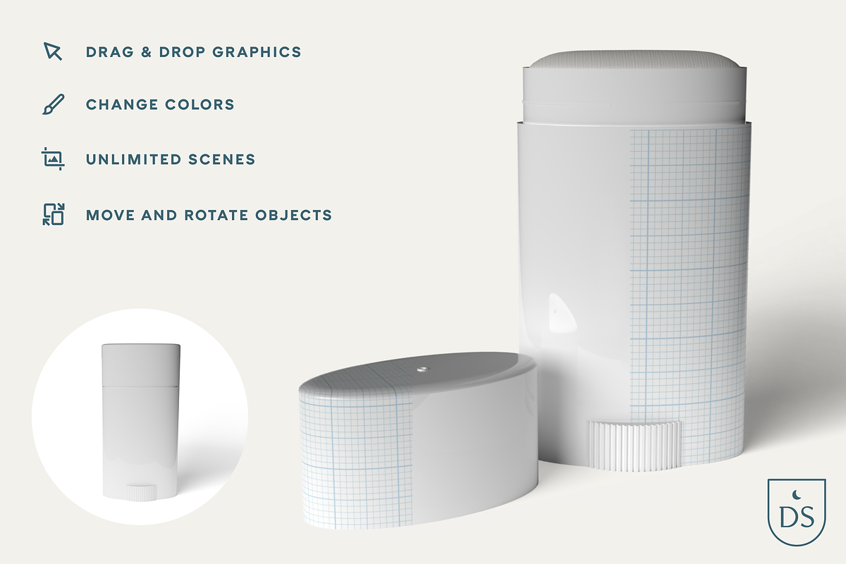 3D Deodorant Packaging Mockup, a Mockup by Silver Moon Design School (Photo 2 of 4)