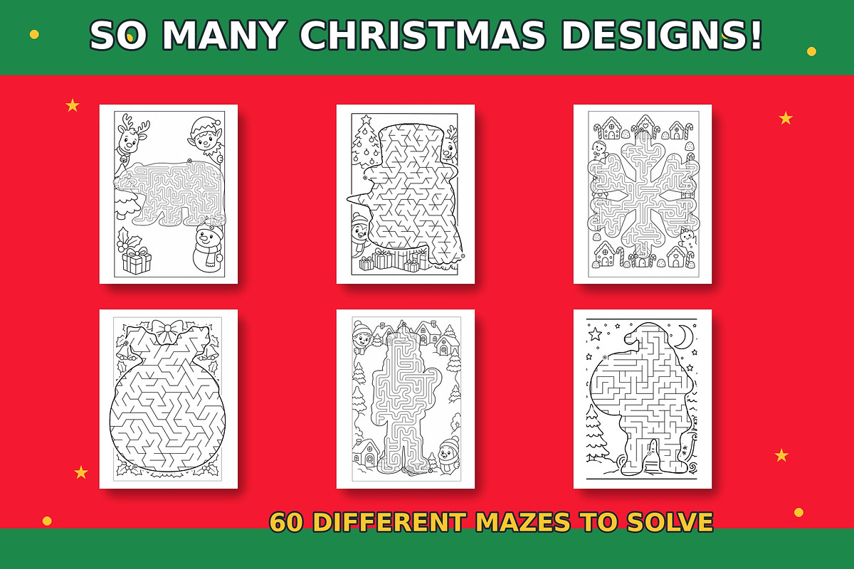 60 Christmas Mazes for Kids, a Seasonal Illustration by Dreamy Little Graphics (Photo 3 of 7)