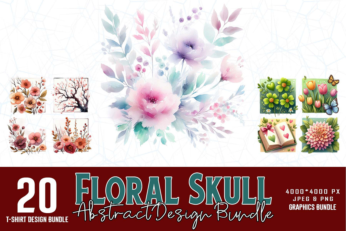 20 Groovy Watercolour Floral Bundle, a Graphic by Sofia's Fashion (Photo 1 of 3)