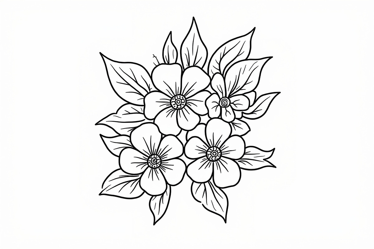 Hand Drawn Floral Coloring Pages, an Illustration by hafijul (Photo 2 of 9)