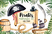 Pirates Clipart Watercolor Set, an Object Illustration by Sha1nee (Thumbnail 1 of 8)