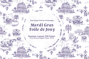 Mardi Gras Toile de Jouy Pattern, a Pattern Graphic by Hughes Studio (Thumbnail 1 of 6)