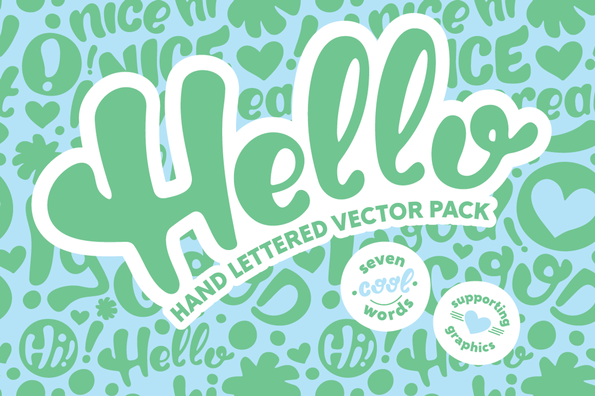 Hello Hand Lettered Vector Pack, an Illustration by tabsk (Photo 1 of 6)