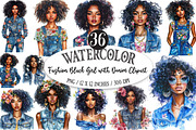 Fashion Black Girl with Denim, a Seasonal Illustration by Designking (Thumbnail 1 of 5)