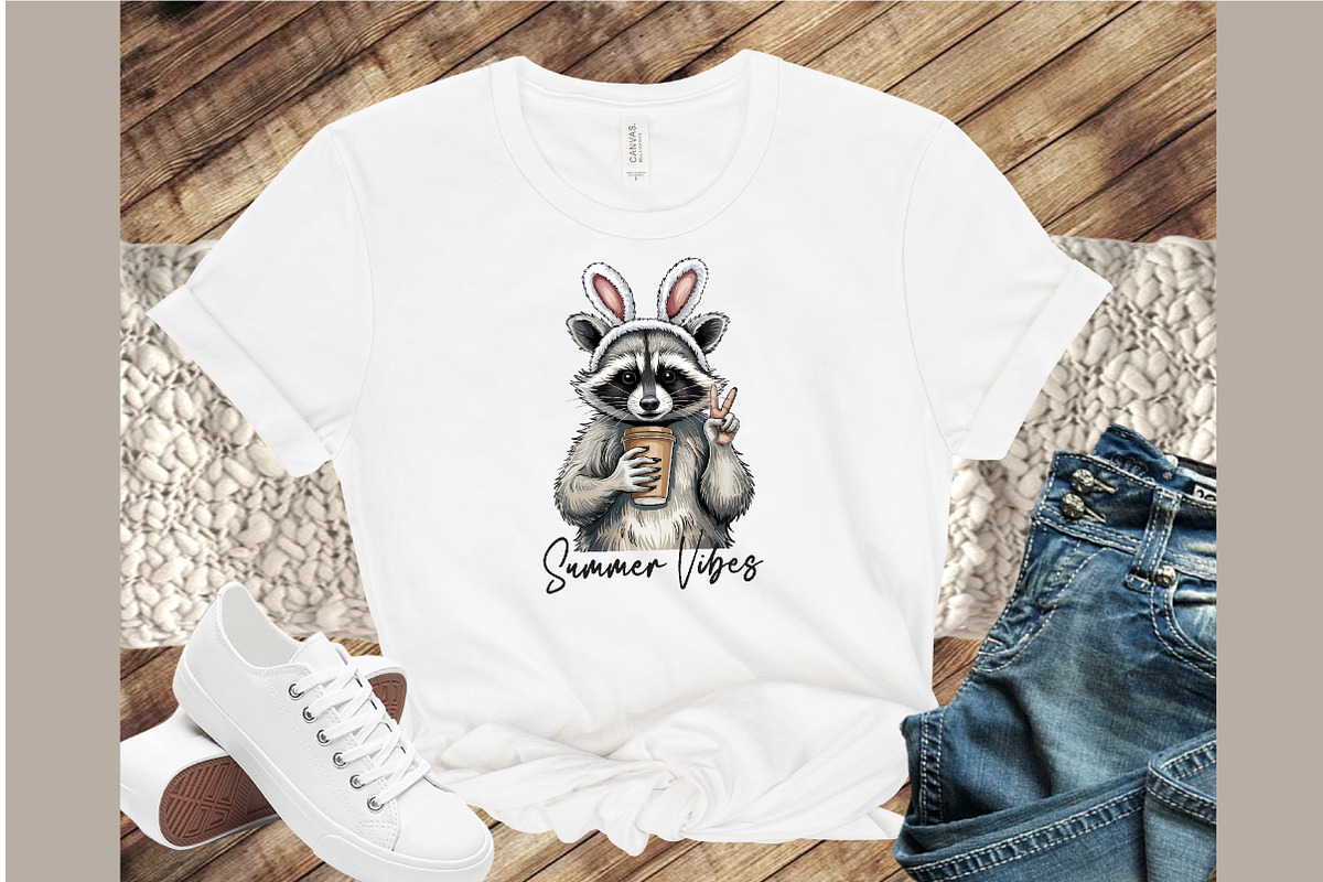 Funny Raccoon Iced Coffee ,Summer Vi, an Illustration by Sublimation Artist (Photo 4 of 6)