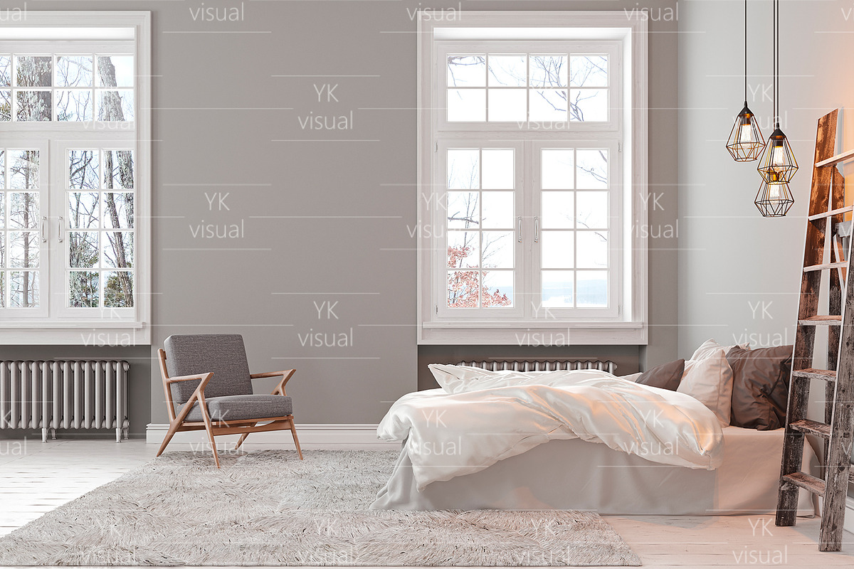 GRAY SCANDINAVIAN BEDROOM IMAGE SET, a Household Mockup by YKvisual (Photo 3 of 7)