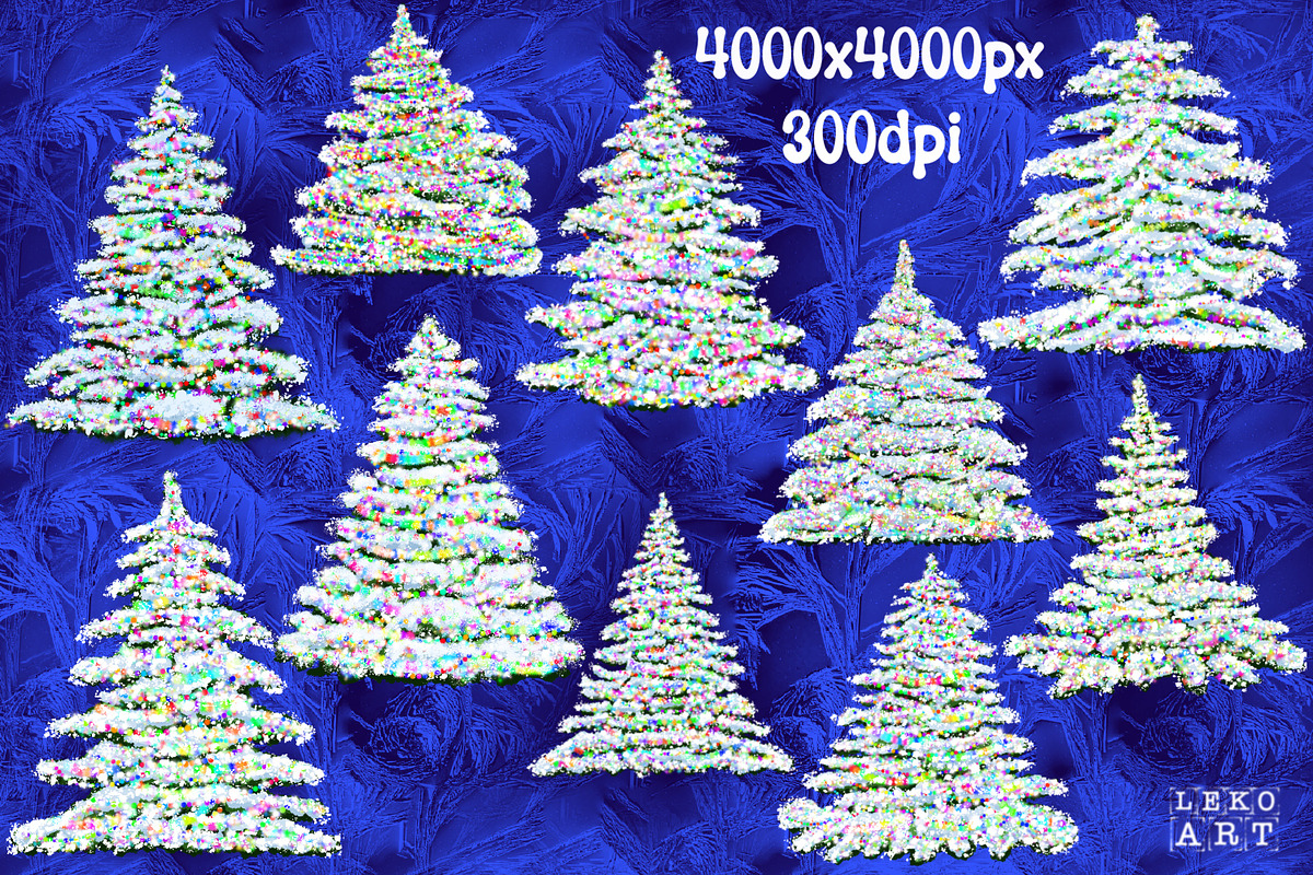 Christmas trees snow covered, an Illustration by LekoArt (Photo 3 of 3)