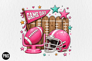 Preppy Football Game Day PNG, a Seasonal Illustration by CraftArtStudio