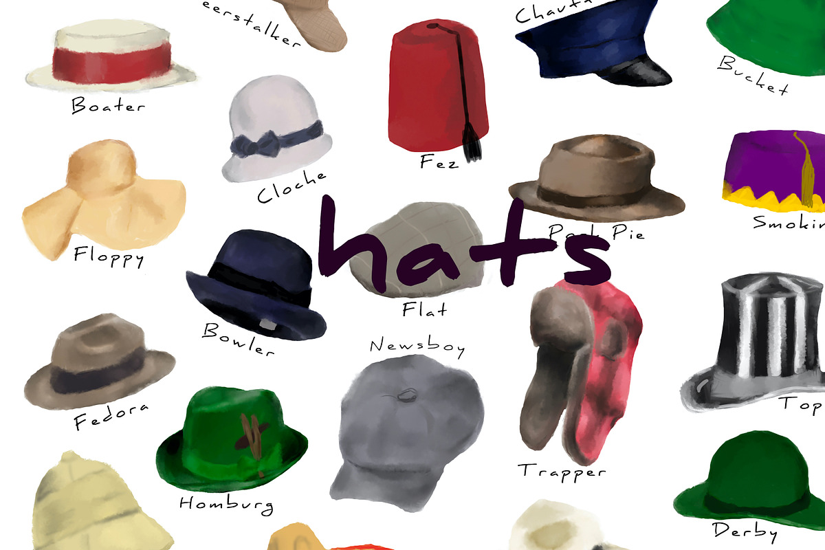 29 Hats - realistic, an Object Illustration by KimmiDrawsThings