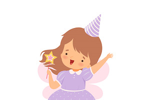 Little Girl Wearing Birthday Hat, an Object Illustration by TopVectors