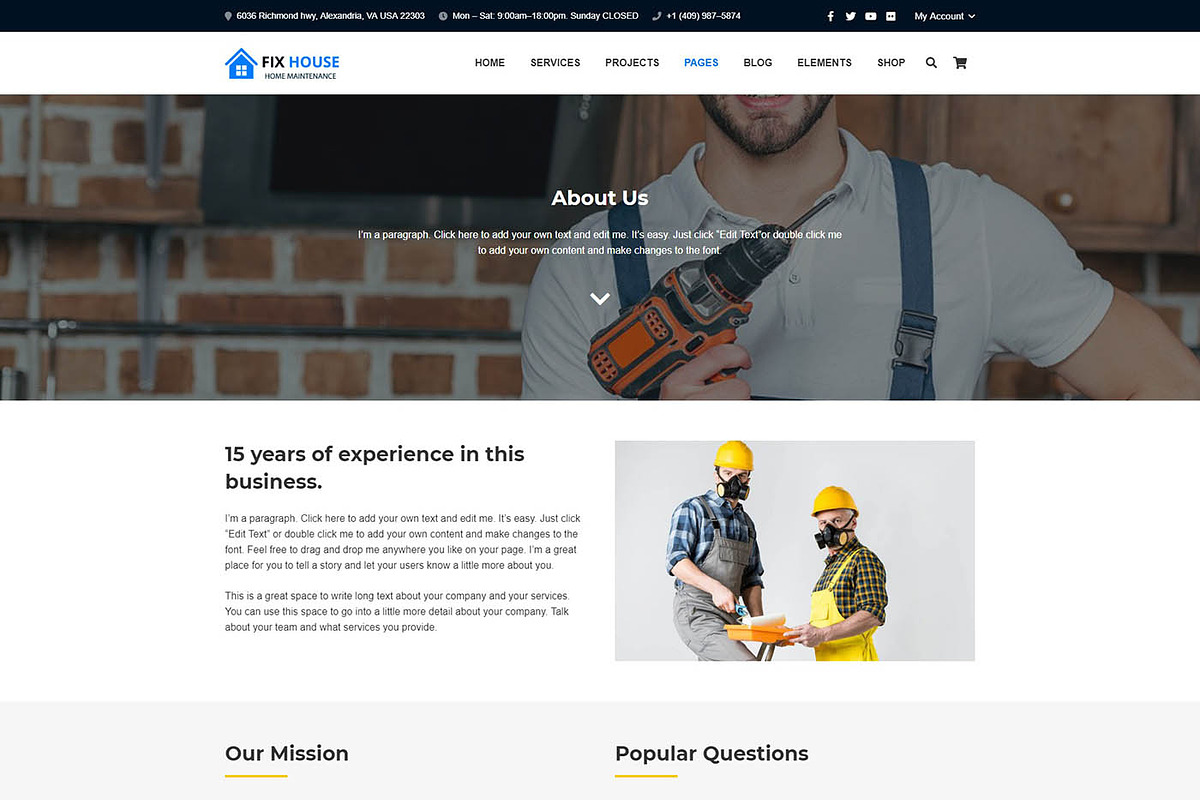 FixHouse - Home Repair & Business, a WordPress Template by Cherry Wordpress Theme (Photo 5 of 9)
