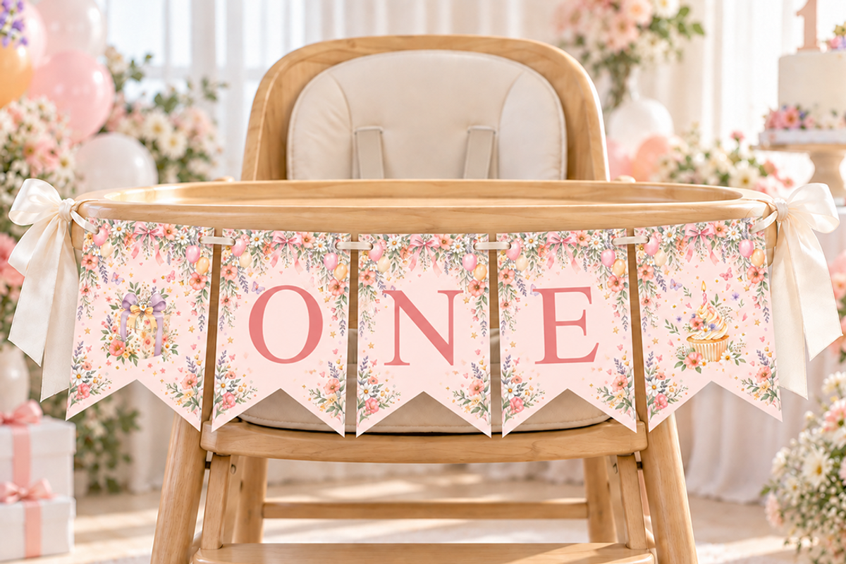 First Birthday ONE Banner Template, a Marketing Template by KennedyStudio (Photo 1 of 6)
