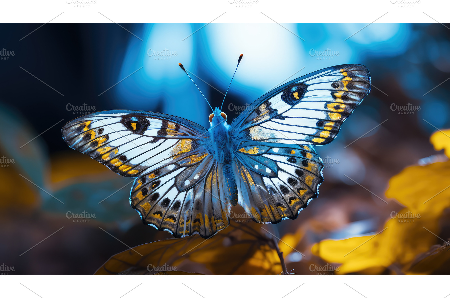 patterns blue yellow white ai, an Abstract Photo by pikepicture