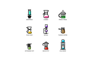 Coffee Brewing Methods - Icons