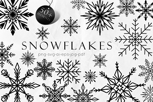 50 Snowflakes SVG Line Art