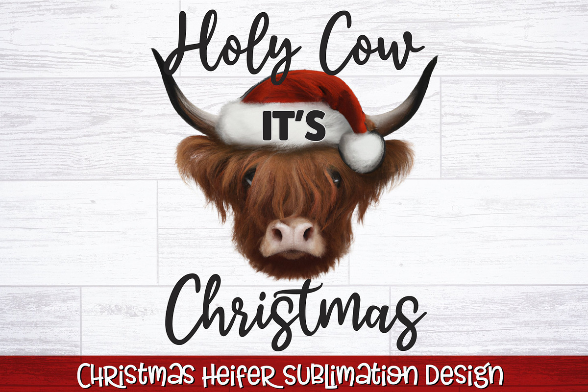 Christmas Heifer Sublimation Bundle, a Seasonal Illustration by RossiGalleria (Photo 11 of 11)