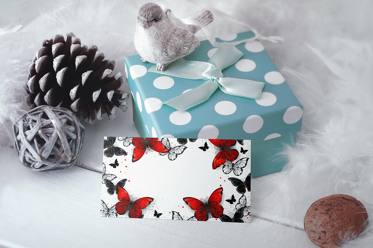 Red butterflies on white background, a Decorative Illustration by blackmoon9 (Photo 2 of 3)