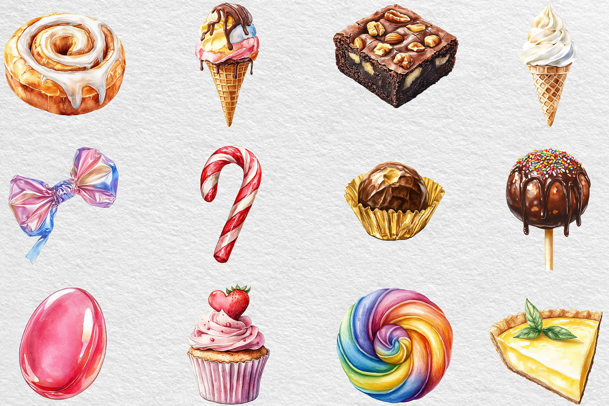 Watercolor Sweets Clipart, an Illustration by Black Bird Studio (Photo 5 of 6)