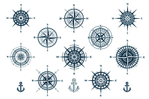 Vector Set of Compass Roses