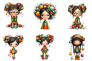 Quirky Christmas Cute Girl Clipart, an Illustration by CreationArt (Thumbnail 4 of 5)