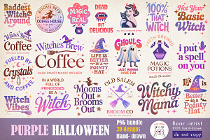 Purple Halloween PNG Bundle, an Illustration by GlitterCraft