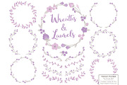 Lavender Vector Flower Wreaths, an Illustration by Amanda Ilkov (Thumbnail 1 of 3)