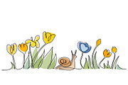 wildflowers with leaves in field, a Decorative Illustration by Valenty (Thumbnail 2 of 3)