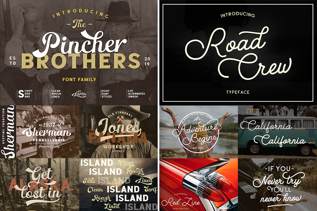 Huge Vintage Font Bundle, a Script Font by Larin Type Co. (Photo 8 of 16)