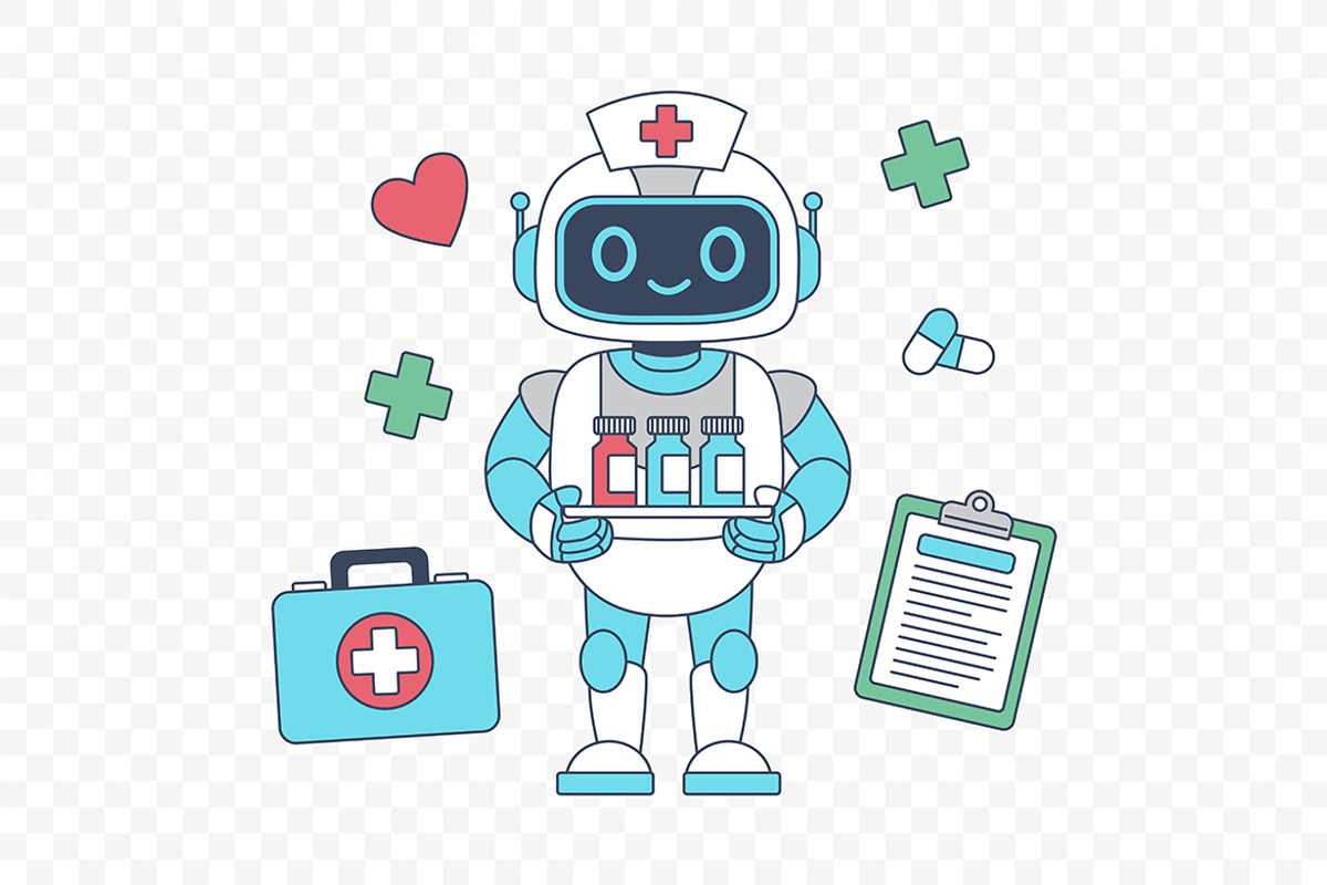 AI Medical Assistant Robot, a Healthcare Illustration by Partikusi Design (Photo 2 of 3)