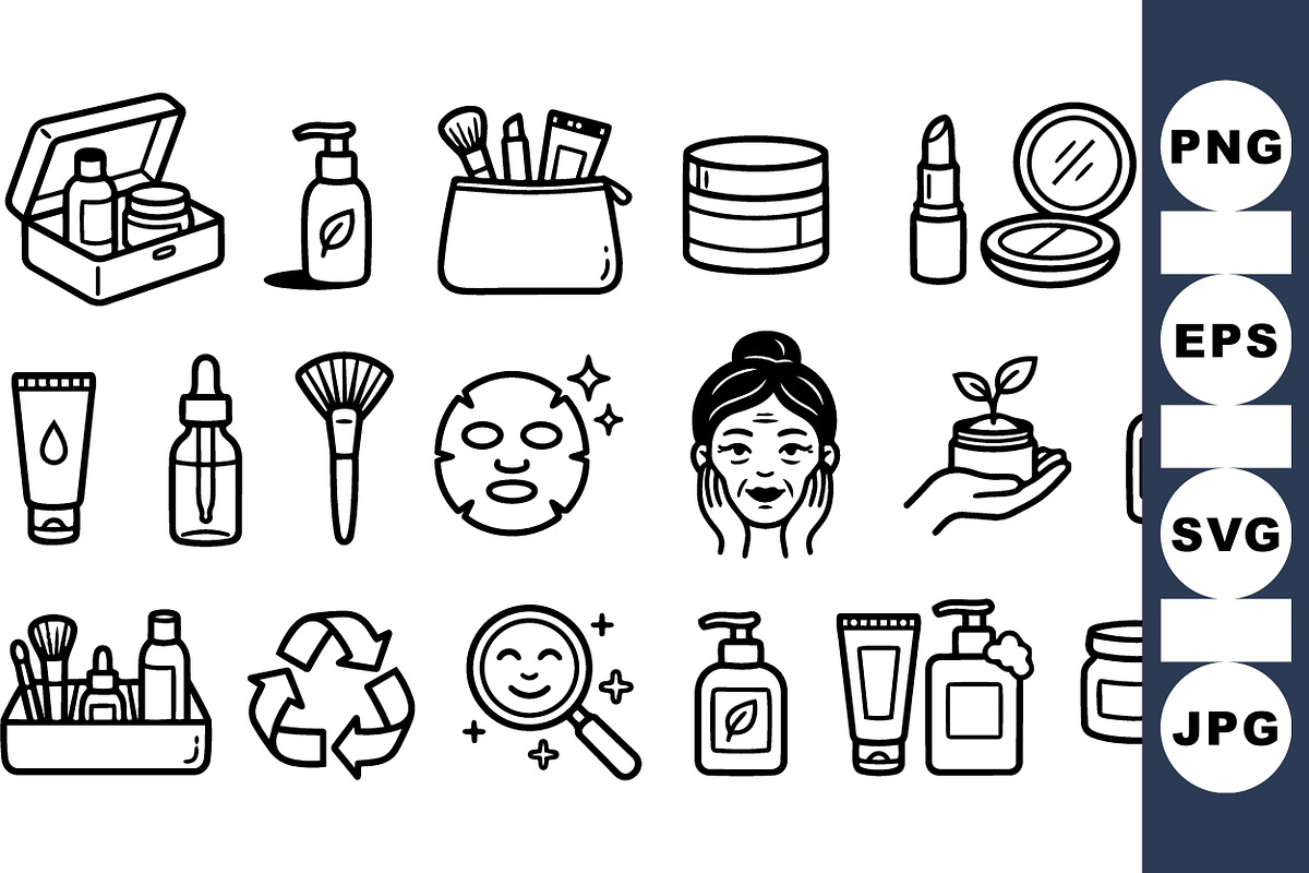 Skincare Essentials Line Art Set, an Illustration by designvectx (Photo 1 of 3)