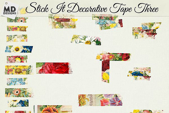 Digital Washi Tape Layered Floral preview 3