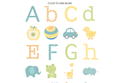 Baby Boy Alphabet, an Animal Illustration by Poppymoondesign (Thumbnail 4 of 4)
