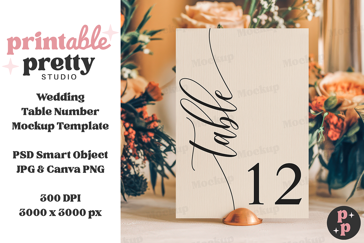 Rustic Floral Table Number Mockup, a Product Mockup by Printable Pretty Studio (Photo 5 of 10)