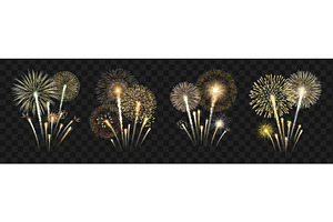 Collection of detailed fireworks, a Decorative Illustration by Yayasya