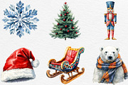 Watercolor Christmas Clipart Bundle, an Illustration by Black Bird Studio (Thumbnail 2 of 6)