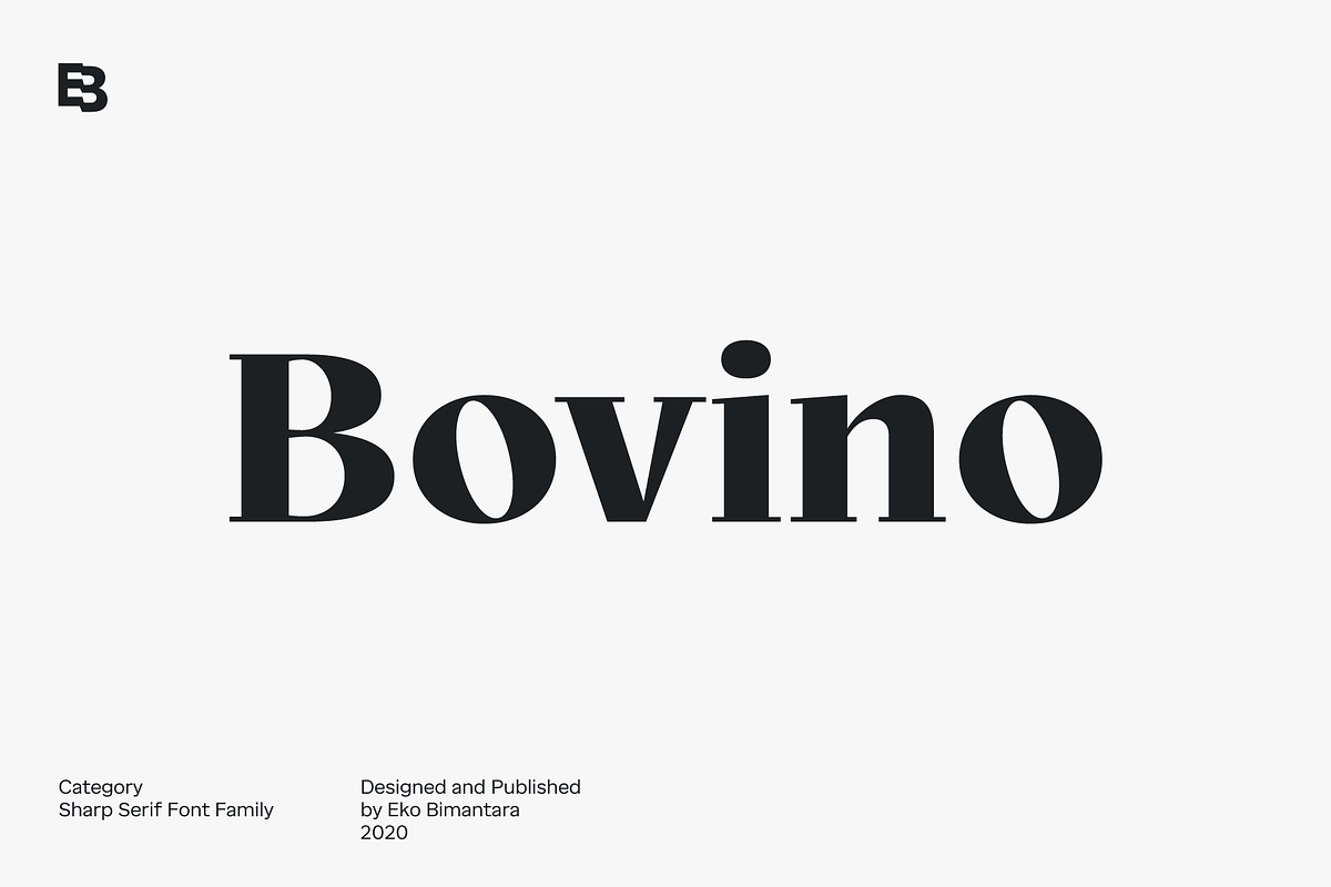 Bovino; 18 Fonts Sharp Serif, a Serif Font by Eko Bimantara (Photo 1 of 10)