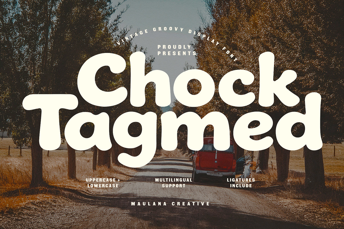Chock Tagmed Vintage Groovy Display, a Sans Serif Font by Maulana Creative (Photo 1 of 7)