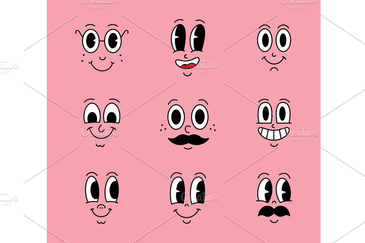 Funny cartoon character faces on, an Object Illustration by GraphiShop