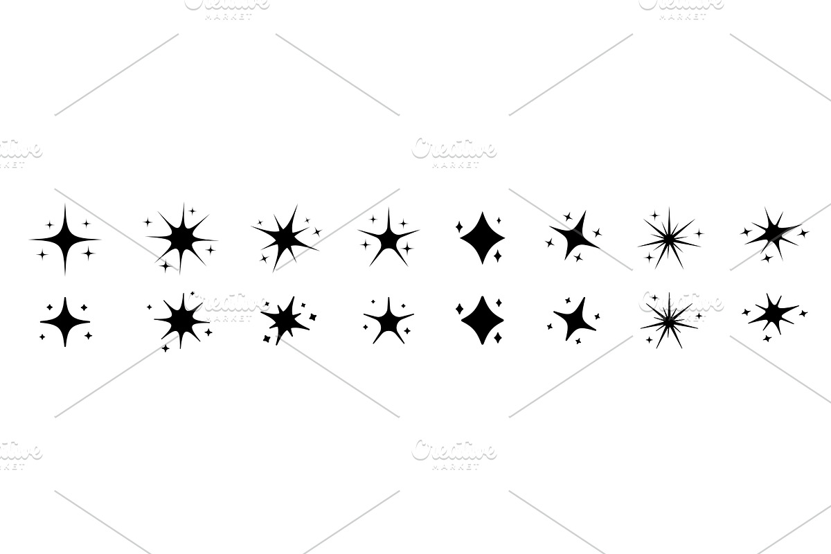 Black sparkle set. Signs of shining, an Object Illustration by skripnikbb